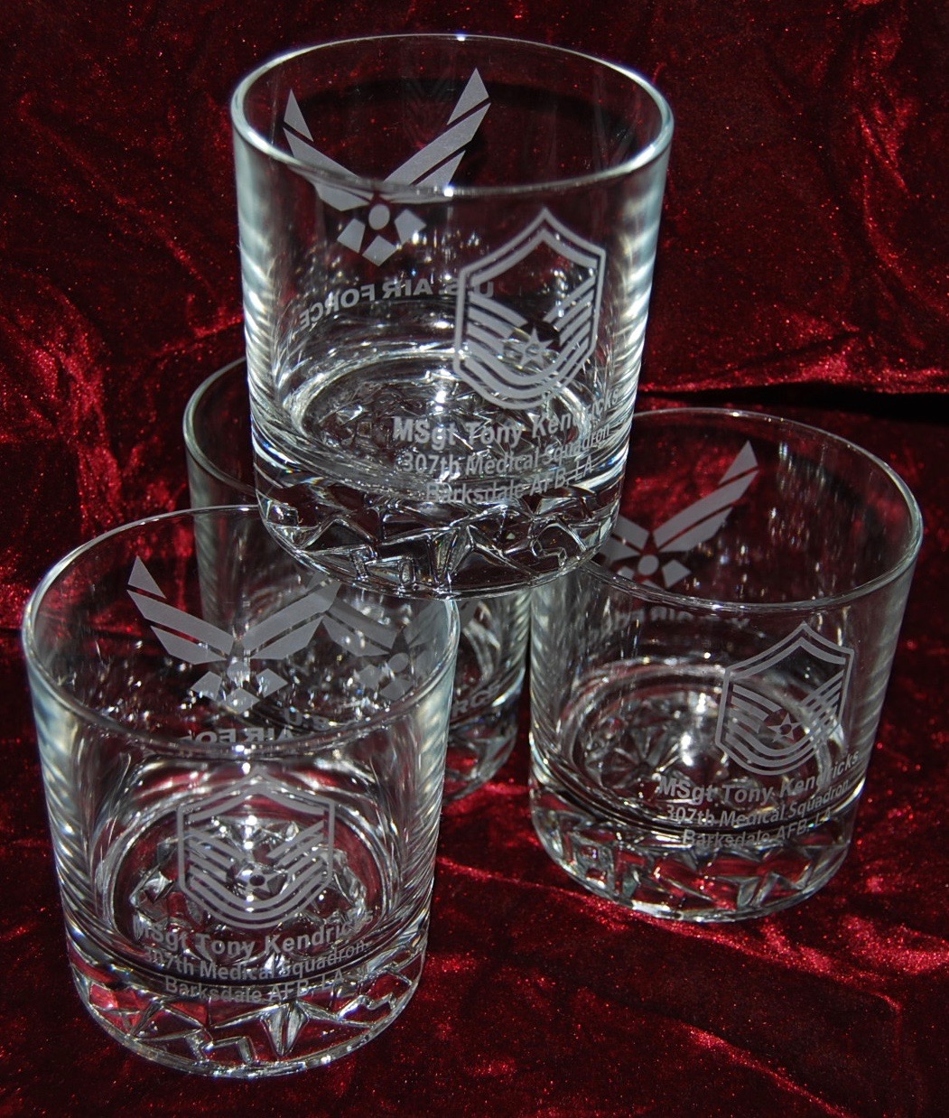 Custom Personalized Engraved Military Insiginia Whiskey Glasses