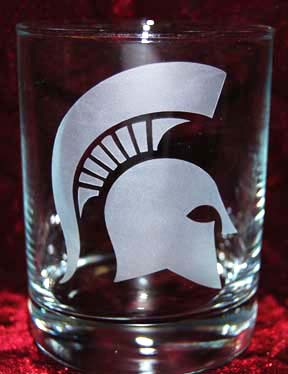 Custom Personalized Engraved Spartans College Insiginia Whiskey Glasses