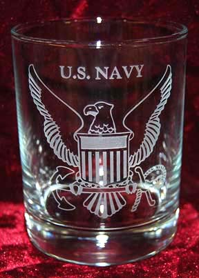 Personalized US Navy Insiginia Custom Engravedon our Whiskey Glasses