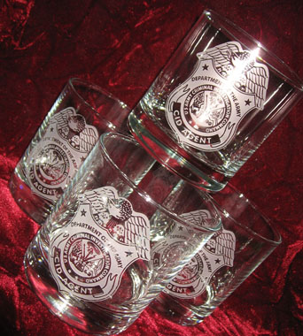 Personalized Engraved CID Agent logo whiskey glasses, government retirement gift