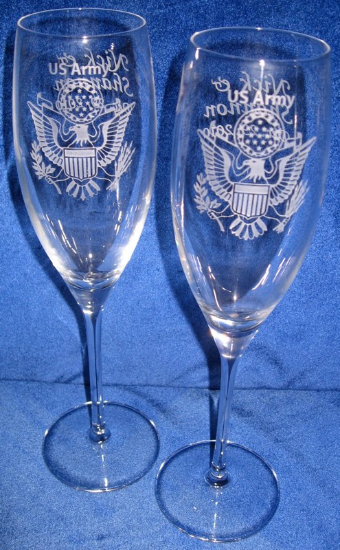 Personalized Engraved US Army Wedding glasses