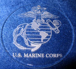 Engraved crystal US Marine Corps Ornament military retirement gift