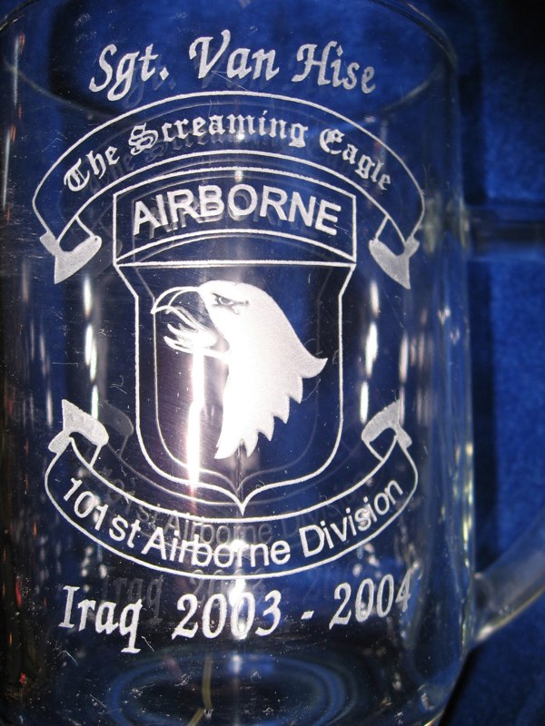Airbourne logo Engraved on a Beer Mug